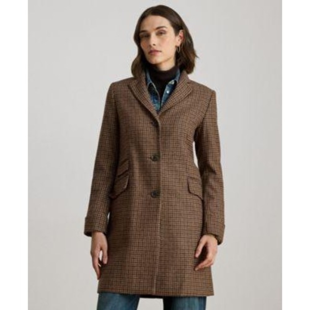 LRL Ralph Lauren Single-Breasted Walker Coat‎ Women 4 Brown Heritage Wool NWT